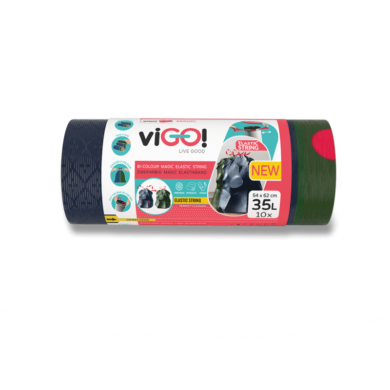 viGO! Magic Bi-colour - zatahovací pytle na odpadky - 35 l, 10 ks, 23 mikronů