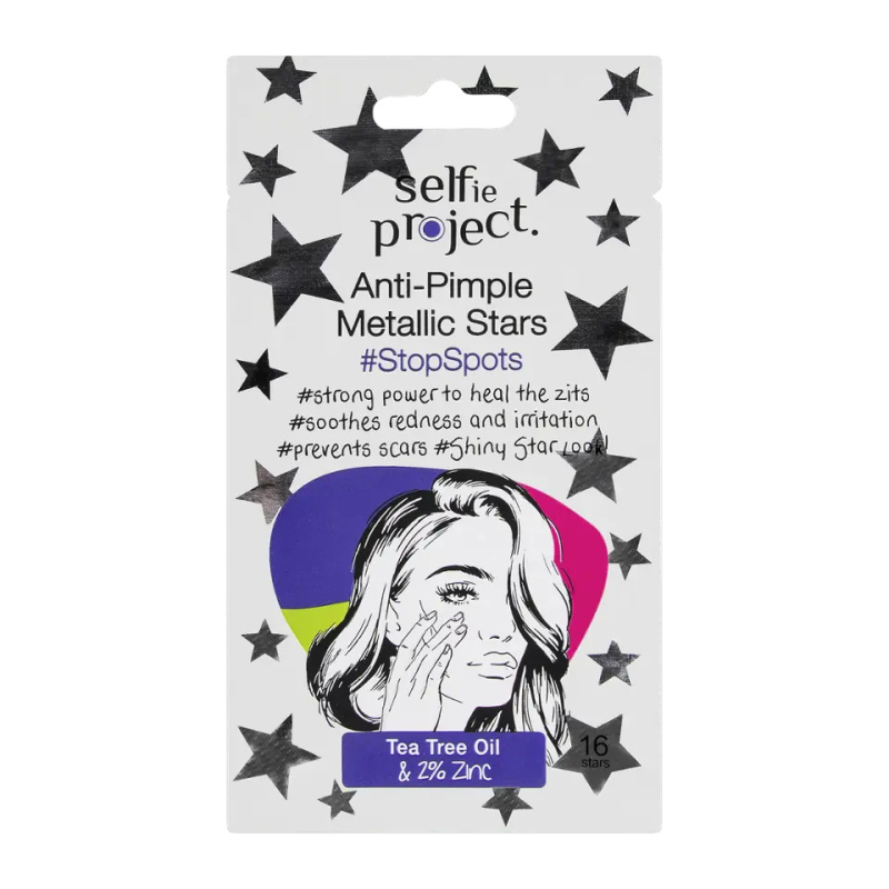 Selfie Project Anti-pimple Metallic Stars Náplasti proti akné 16 ks
