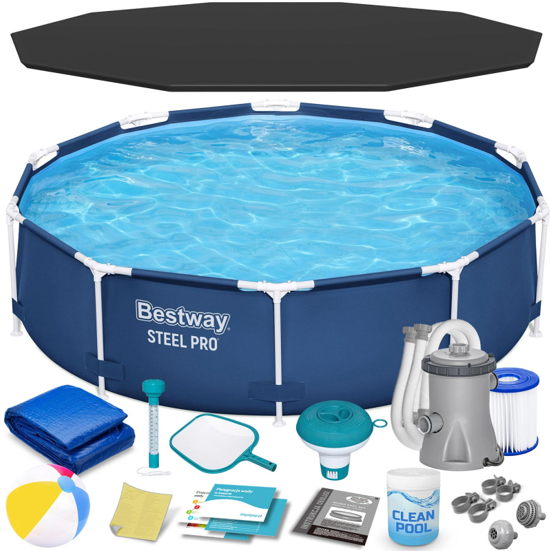 Zahradní rámový bazén 305 × 76 cm BESTWAY Steel Pro – set 16 v 1