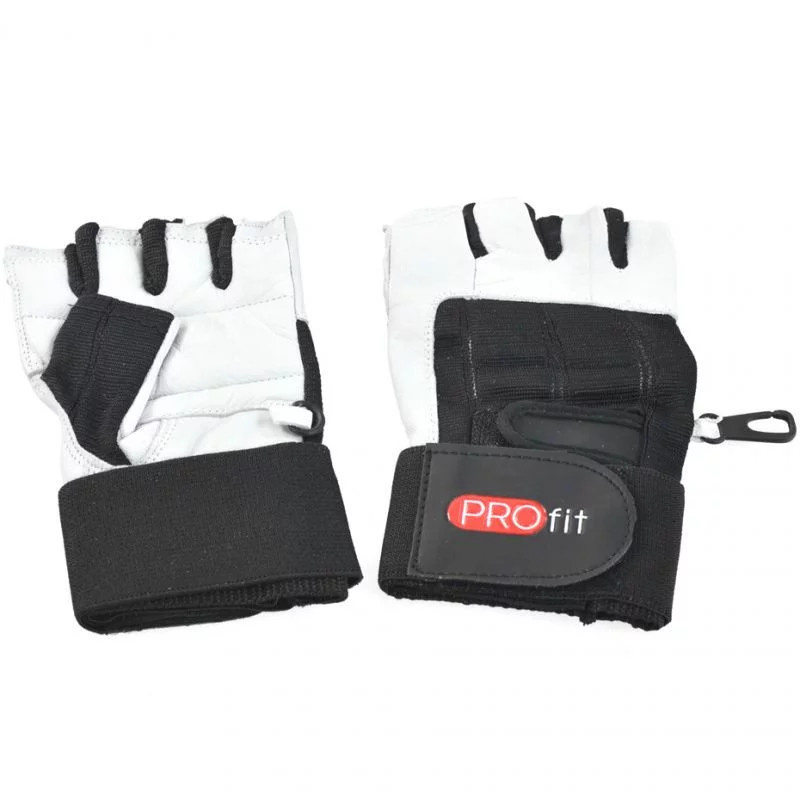 Pánské kulturistické rukavice GYM PRO W M 1615 černo/bílé - PROFIT XL