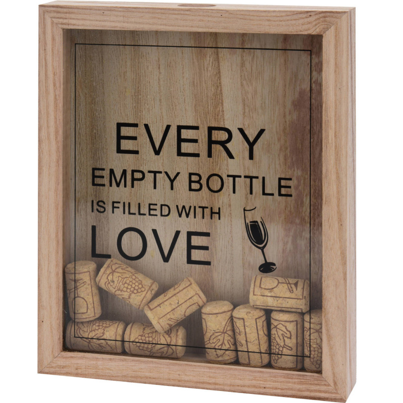 Home Styling Collection Dřevěná krabička na korkové zátky, 20 x 25,5 cm, dekorační vzor hnědá