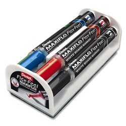 Pentel Maxiflo Flex-Feel - popisovač na bílé tabule - sada 4 ks + houba