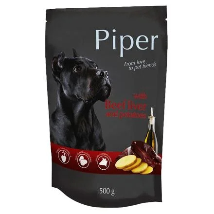 PIPER s hovězími játry a bramborami, kapsička pro psy  500g