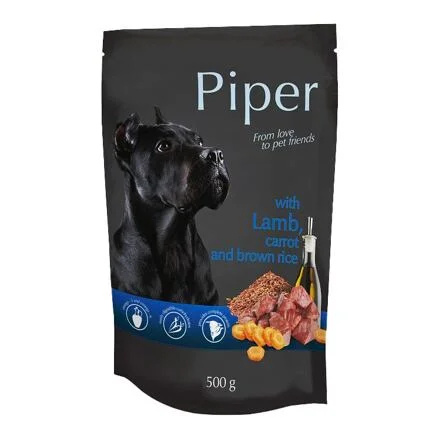 PIPER s jehněčím, mrkví a rýží, kapsička pro psy  500g