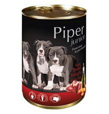PIPER JUNIOR s hovězím srdcem a mrkví, konzerva pro štěňata 400 g