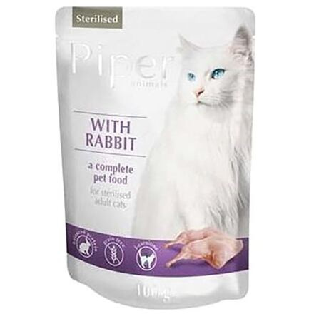 PIPER CAT kapsička pro sterilizované kočky, s králíkem 100g