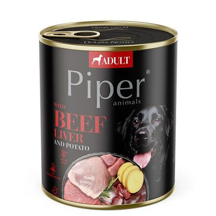 PIPER s hovězími játry a bramborami, konzerva pro psy 800g