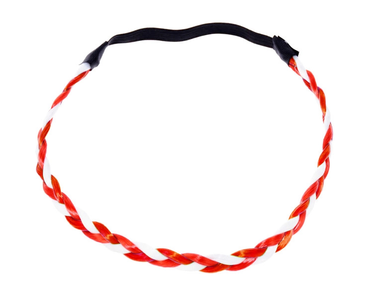 Pletená čelenka Biało-Czerwoni v bílo‑červených barvách