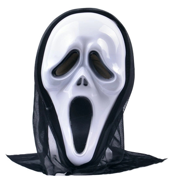 Strašidelná halloweenská maska s kapucí