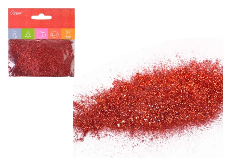 Sypké červené třpytky (brokát) 15 g
