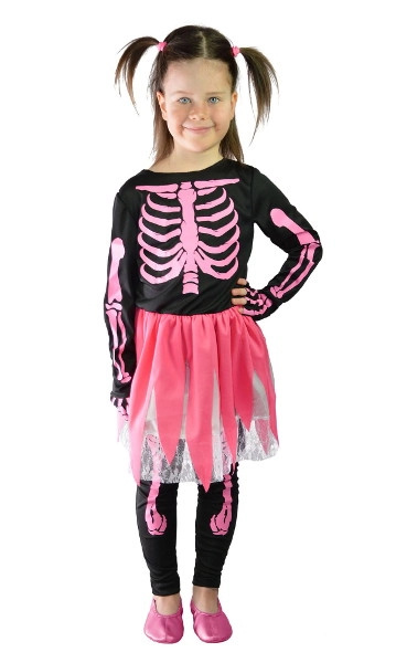 Dětský kostým růžové kostlivky Halloween S