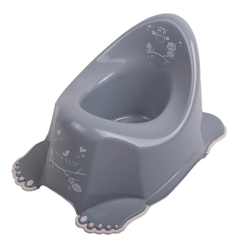 Hrající dětský nočník s protiskluzem Sova šedý