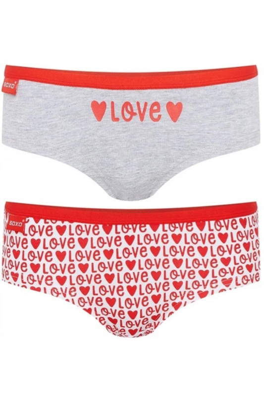 Dámské valentýnské kalhotky - 2 pack šedá/červená S