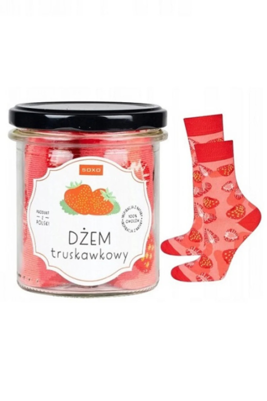 PONOŽKY SOXO VE SKLENICI - JAHODOVÝ DŽEM Červená 35-40