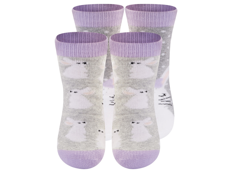 Soxo Dětské ponožky, 2 páry (šedá / světle růžová, 19-21)