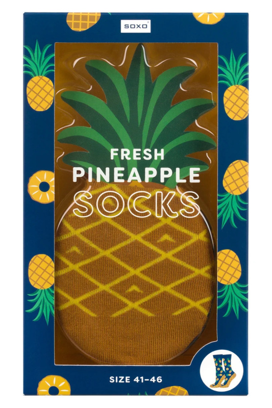PONOŽKY SOXO ANANAS V KRABICI - ENG tmavě modrá 36-40