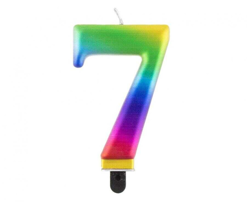Dortová svíčka číslice 7 duhová