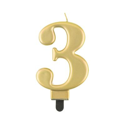 Svíčka dortová zlatá číslo 3 Albi