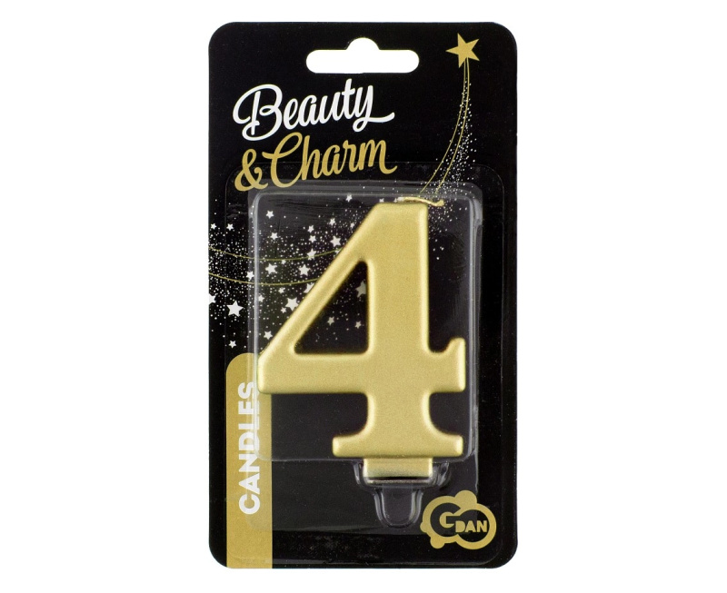 Svíčka dortová zlatá číslo 4 Albi