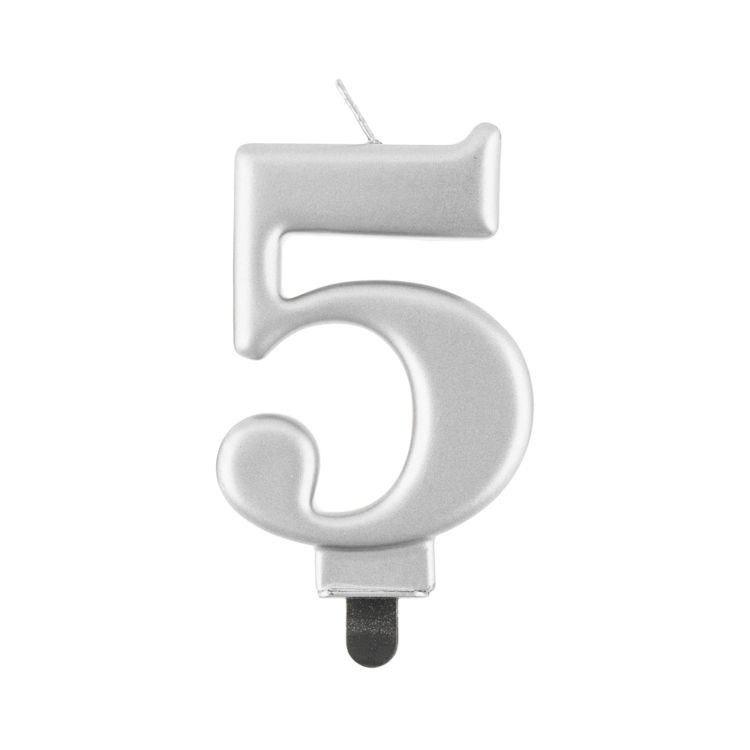 Svíčka dortová stříbrná číslo 5 Albi