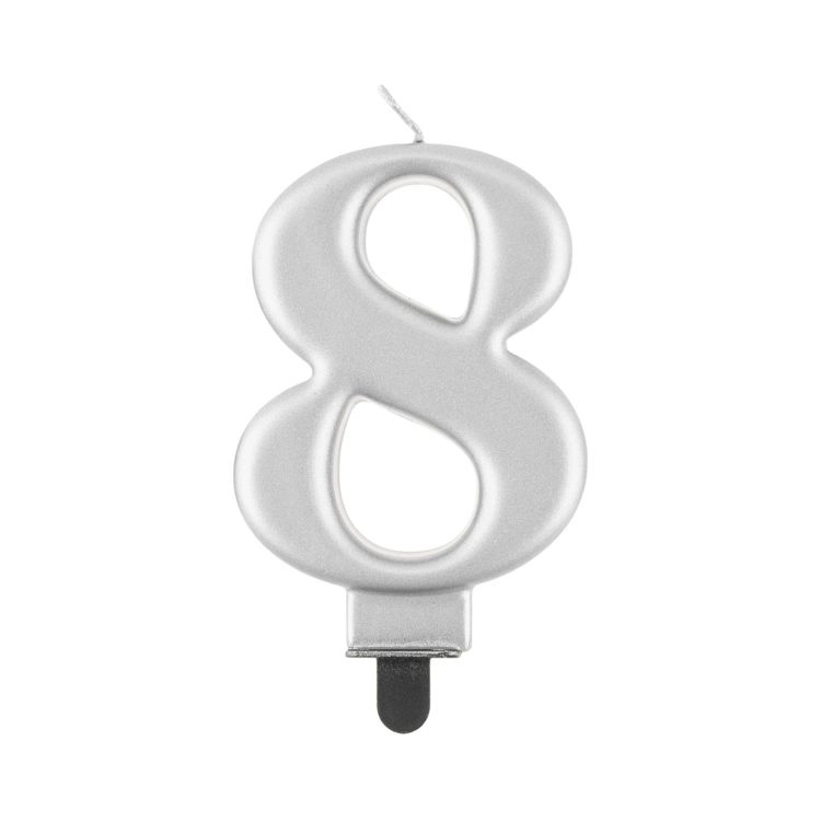 Svíčka dortová stříbrná číslo 8 Albi