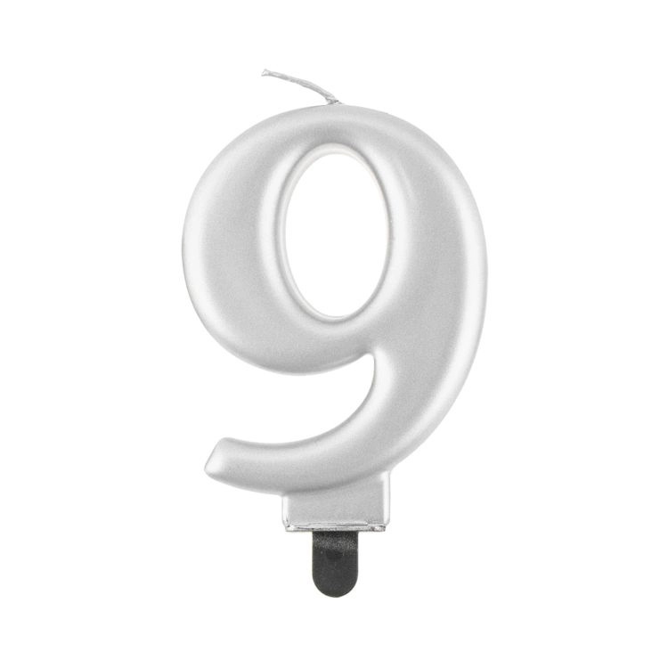 Svíčka dortová stříbrná číslo 9 Albi
