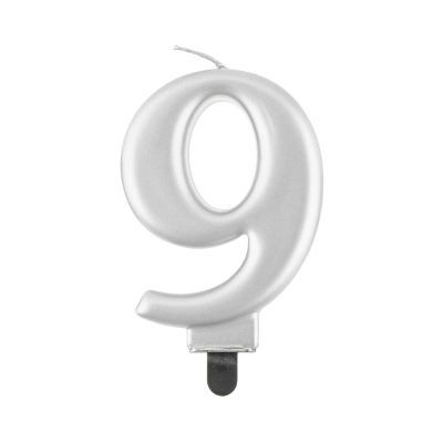 Svíčka dortová stříbrná číslo 9 Albi