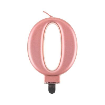 Svíčka dortová rose gold číslo 0 Albi