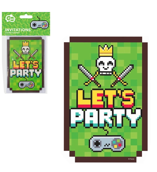 Pozvánky s obálkami Game On, 6 ks