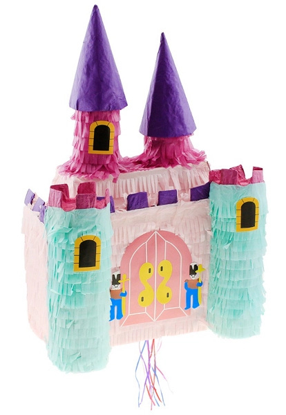 Piniata zámek pro princezny se stuhami na tahání