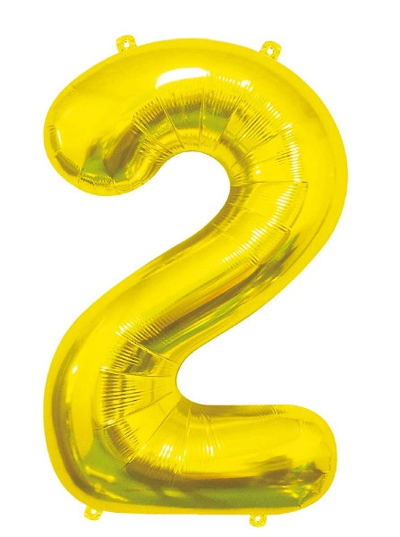 Fóliový balón číslo 2, zlatý 85 cm