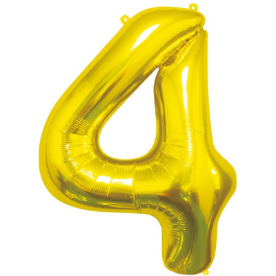 Fóliový balón číslo 4 zlatý 85 cm
