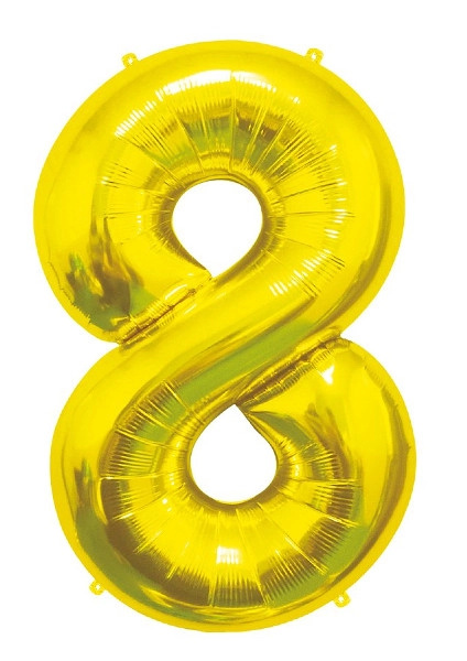 Fóliový balón číslo 8, zlatý 85 cm