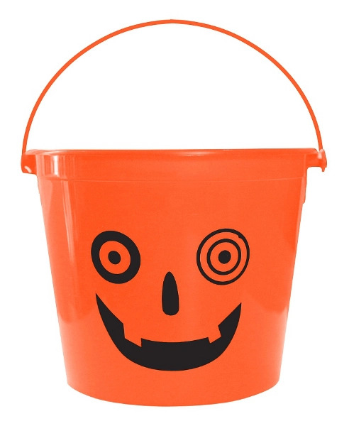 Halloweenský kyblík na sladkosti šílená dýně 14 × 11 cm