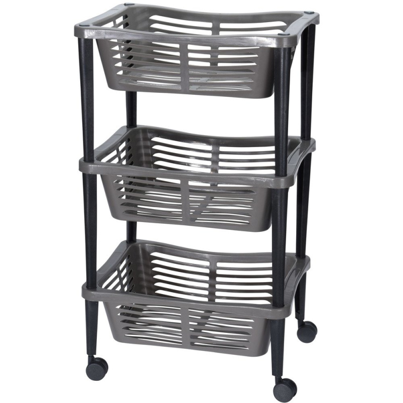 Storagesolutions TROLLEY univerzální vozík pro koupelnu, knihovnu, skříň - 3 úrovně antracitový