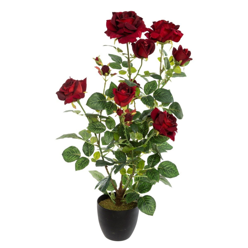 Atmosphera Umělá rostlina v květináči Růže, 74 cm, rudá růžová