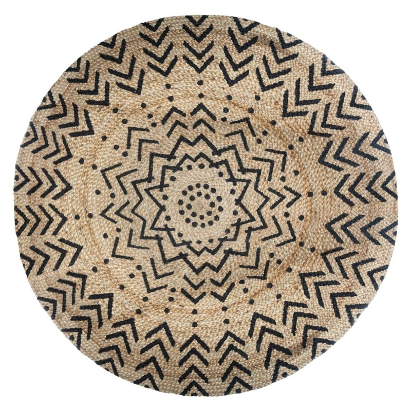 Atmosphera Jutový koberec, kulatý, Ø 120 cm, geometrický vzor béžová