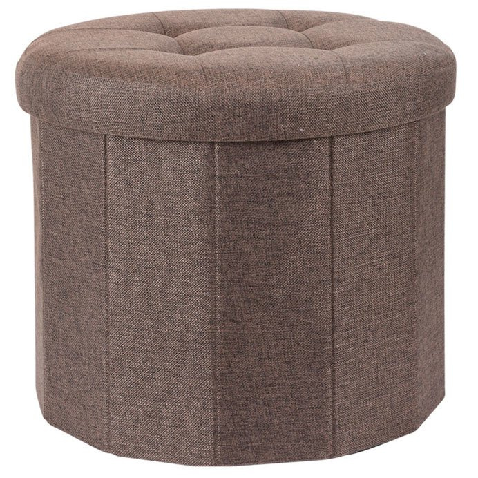 Home Styling Collection Pouf s prošívaným sedadlem OTTOMAN, O 45 x 39 cm, hnědá hnědá