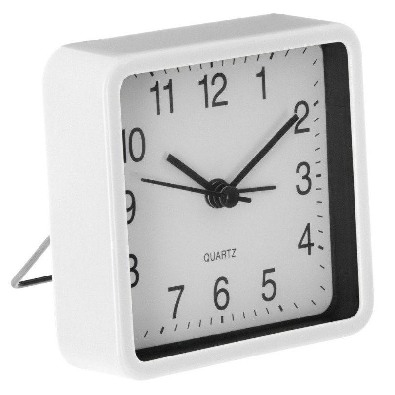 Atmosphera Stolní hodiny s budíkem, QUARTZ mechanismus, bílá barva bílý