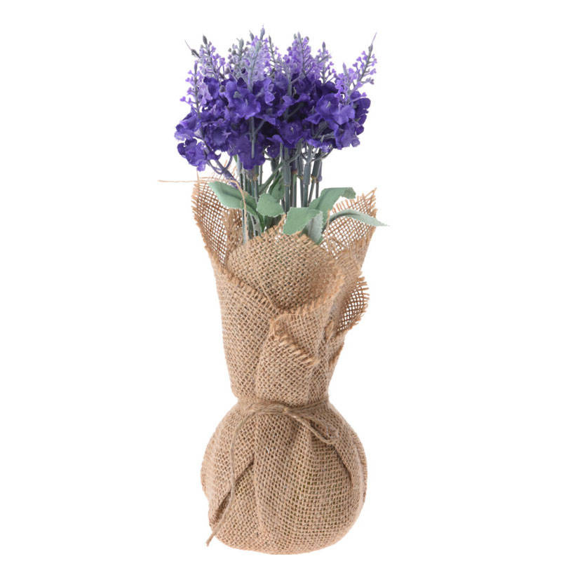 Home Styling Collection Umělá rostlina v jutovém pytli, fialová, 9 x 9 x 26 cm vícebarevná