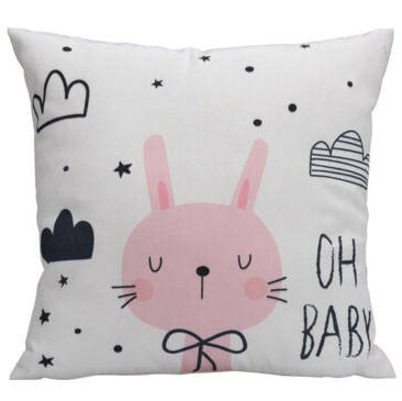 Povlak na dětský polštář se zajíčkem bílý a růžový, Home Styling Collection, 45 x 40 cm růžová