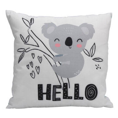 Home Styling Collection Dětský povlak na polštář HELLO, 45 x 40 cm šedá