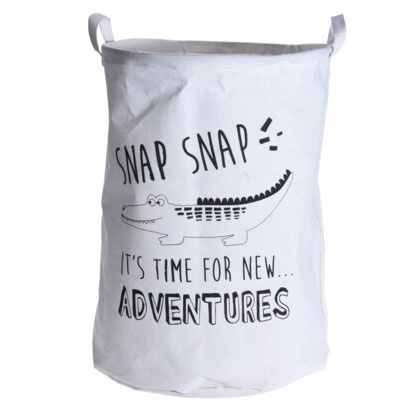 Home Styling Collection Úložný koš na hračky SAFARI s nápisem, Ø 40 cm bílý