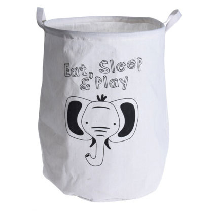 Home Styling Collection Úložný koš na hračky SAFARI s motivem slona, Ø 40 cm bílý