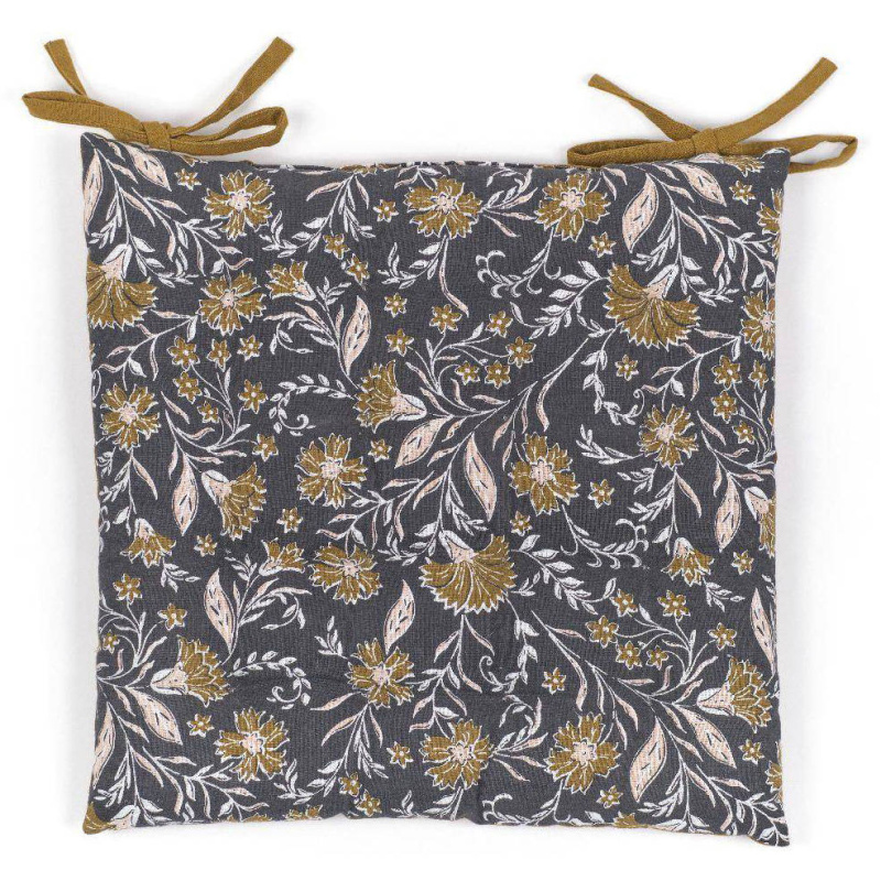 Today Sedák na židli SECESSION, bavlněný, hnědé stuhy, 38 x 38 cm vícebarevná 69847