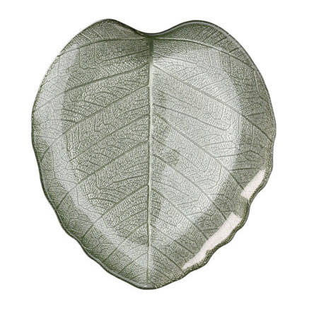 EH Excellent Houseware Skleněný etažér LEAF, 28 cm stříbrný
