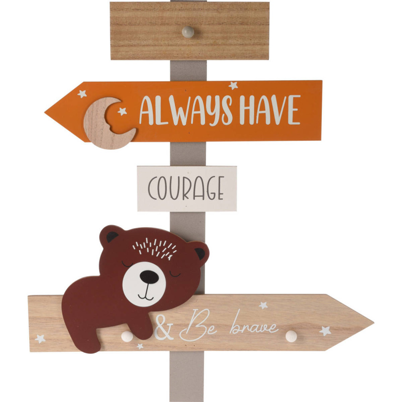 Home Styling Collection Dětský věšák na oblečení ZOO, 44 x 3,5 x 51,5 cm, hnědý hnědý 71119