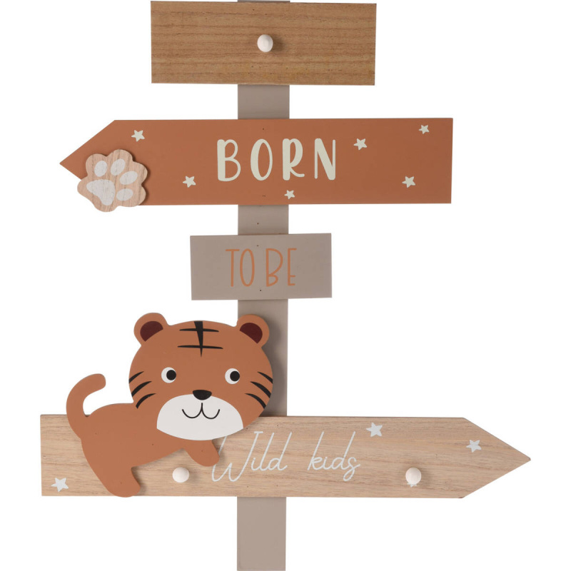 Home Styling Collection Dětský věšák na oblečení ZOO, 44 x 3,5 x 51,5 cm, oranžový oranžová