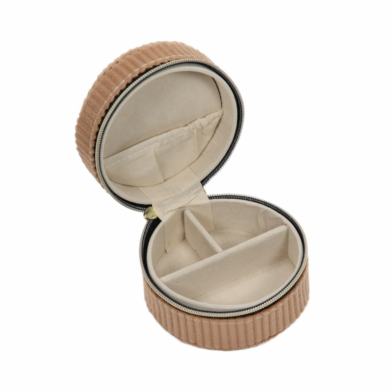 Home Styling Collection Malá šperkovnice, manšestr, Ø 8 cm béžová