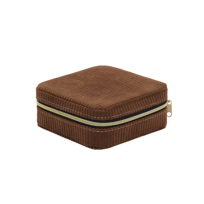 Home Styling Collection Šperkovnice, manšestr, 12 x 12 x 5 cm hnědá